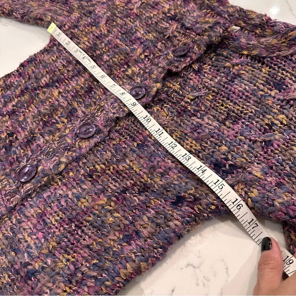 Leo & Nicole Chunky Knit Cardigan Women’s S Wool Blend Colorful Grandma Cottage
